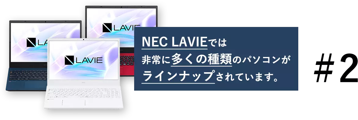 NEC LAVIEでは非常に多くの種類のパソコンがラインナップされています。